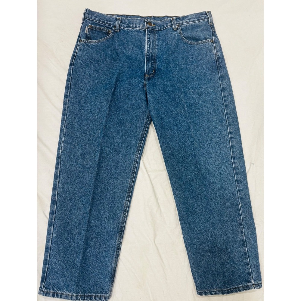 Carhartt Men's 40 x 28 Relaxed Fit Blue Denim Jeans RN 14806 Medium Wash